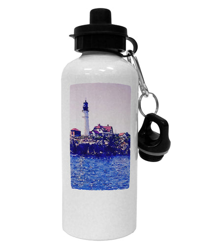 Watercolor Lighthouse 2 Aluminum 600ml Water Bottle-Water Bottles-TooLoud-White-Davson Sales