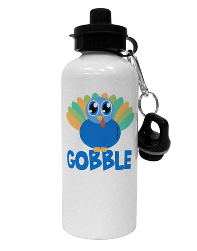 Cute Gobble Turkey Blue Aluminum 600ml Water Bottle-Water Bottles-TooLoud-White-Davson Sales