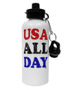 USA All Day - Distressed Patriotic Design Aluminum 600ml Water Bottle by TooLoud-Water Bottles-TooLoud-White-Davson Sales