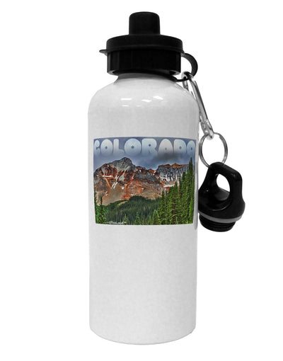 Colorado Mountains Forrest Text Aluminum 600ml Water Bottle-Water Bottles-TooLoud-White-Davson Sales