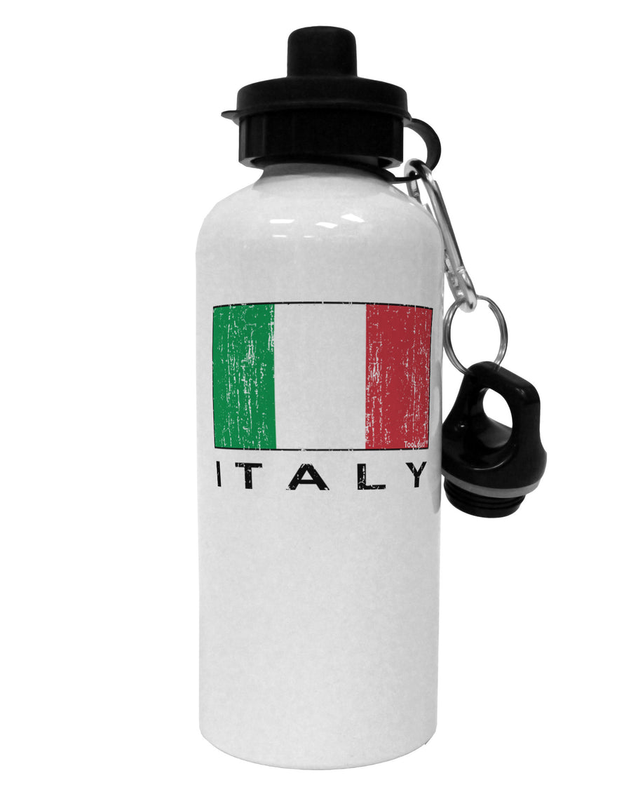 Italian Flag - Italy Text Distressed Aluminum 600ml Water Bottle by TooLoud-Water Bottles-TooLoud-White-Davson Sales