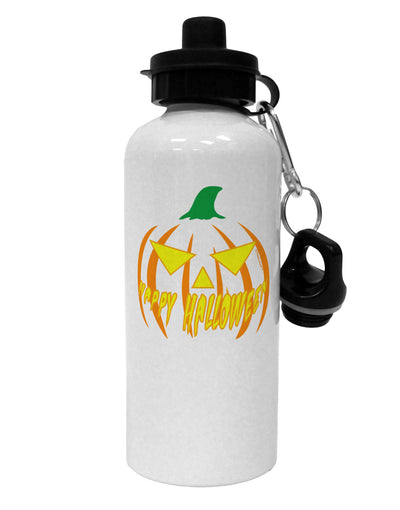 Happy Halloween Jack Yellow Aluminum 600ml Water Bottle-Water Bottles-TooLoud-White-Davson Sales