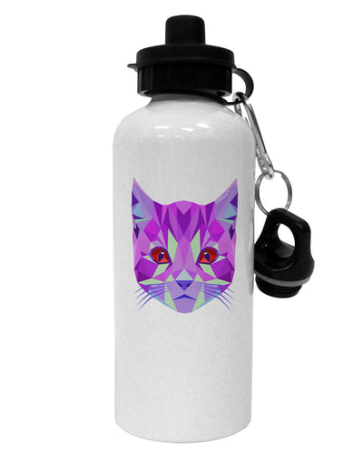 Geometric Kitty Purple Aluminum 600ml Water Bottle-Water Bottles-TooLoud-White-Davson Sales