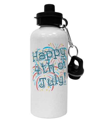 Happy 4th of July - Fireworks Design Aluminum 600ml Water Bottle-Water Bottles-TooLoud-White-Davson Sales