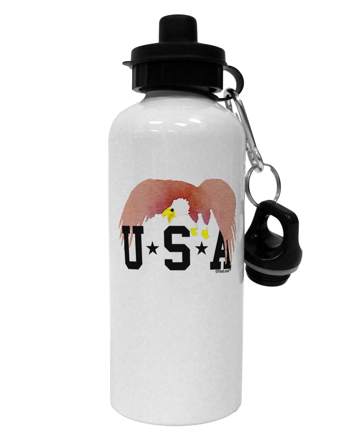 Bald Eagle USA Aluminum 600ml Water Bottle by TooLoud-Water Bottles-TooLoud-White-Davson Sales