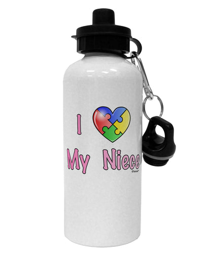 I Heart My Niece - Autism Awareness Aluminum 600ml Water Bottle by TooLoud