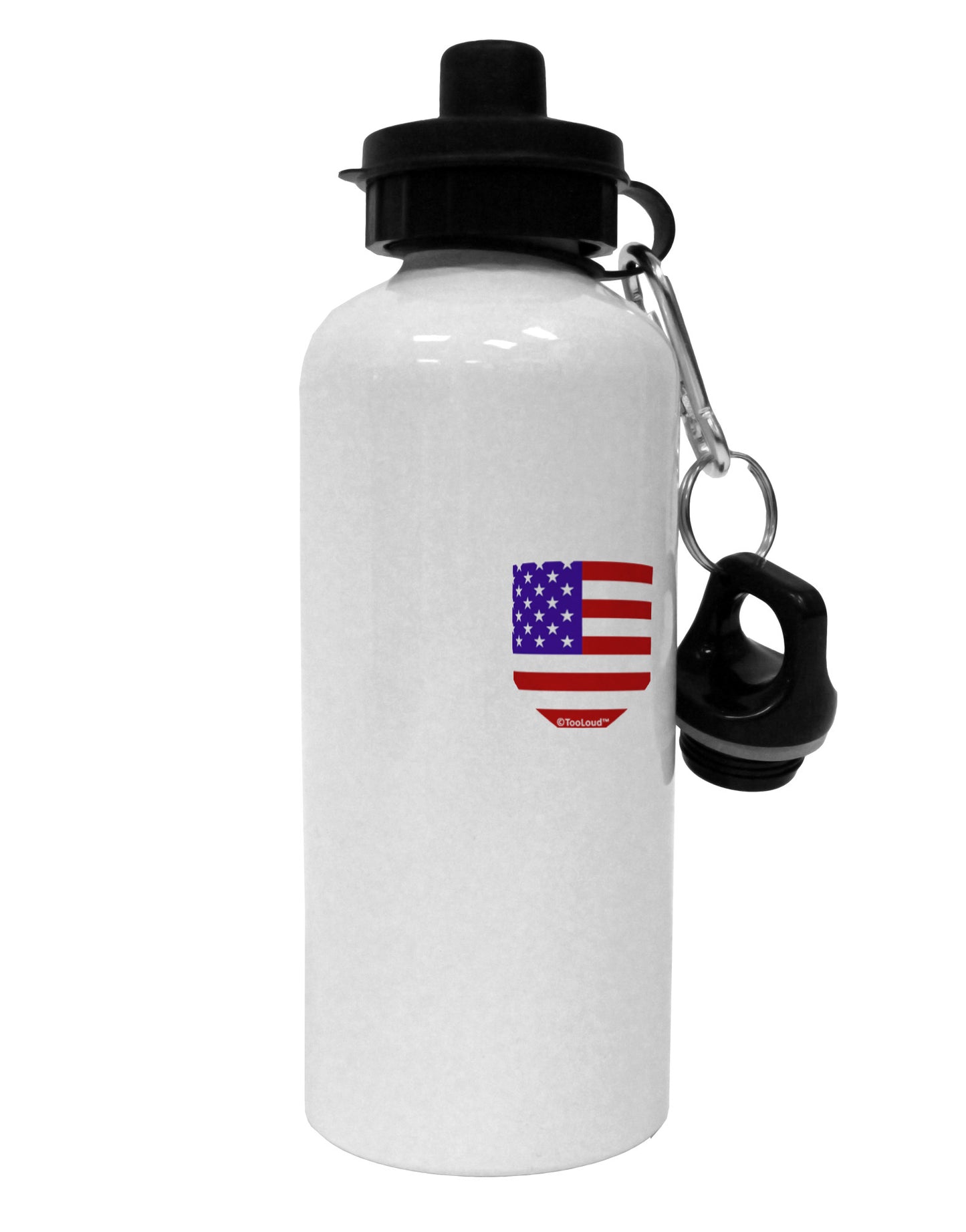American Flag Faux Pocket Design Aluminum 600ml Water Bottle by TooLoud-Water Bottles-TooLoud-White-Davson Sales