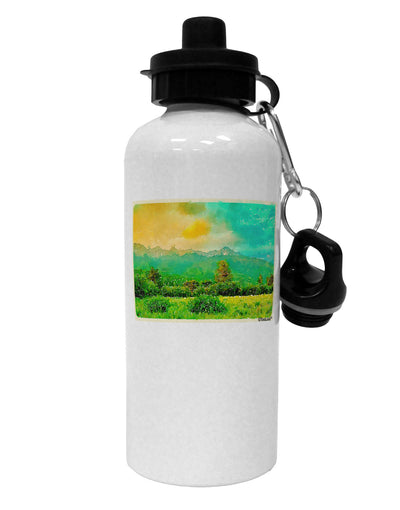 Mountain Sunset Watercolor Aluminum 600ml Water Bottle-Water Bottles-TooLoud-White-Davson Sales