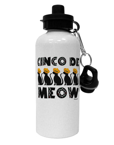 Five Cats - Cinco de Meow Aluminum 600ml Water Bottle by TooLoud-Water Bottles-TooLoud-White-Davson Sales