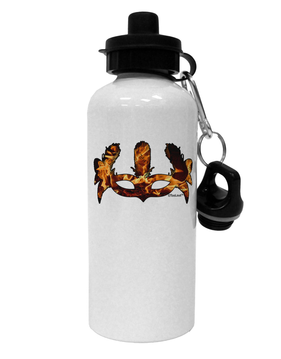 Fire Masquerade Mask Aluminum 600ml Water Bottle by TooLoud-Water Bottles-TooLoud-White-Davson Sales