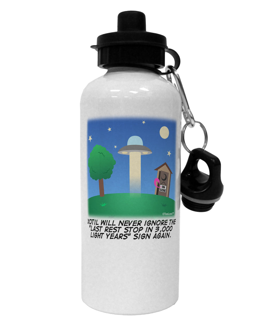 UFO Stopping At an Out-house Text Aluminum 600ml Water Bottle by TooLoud-Water Bottles-TooLoud-White-Davson Sales