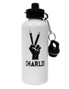 Hand Peace Sign - Charlie Design Aluminum 600ml Water Bottle by TooLoud-Water Bottles-TooLoud-White-Davson Sales