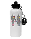 Cute Robot Love Aluminum 600ml Water Bottle by TooLoud-Water Bottles-TooLoud-White-Davson Sales