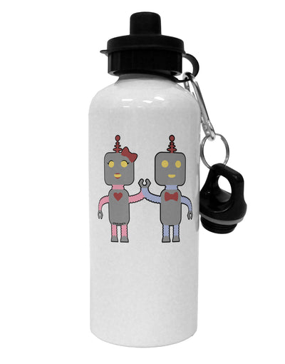 Cute Robot Love Aluminum 600ml Water Bottle by TooLoud-Water Bottles-TooLoud-White-Davson Sales