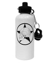 White Skull With Star Aluminum 600ml Water Bottle by TooLoud