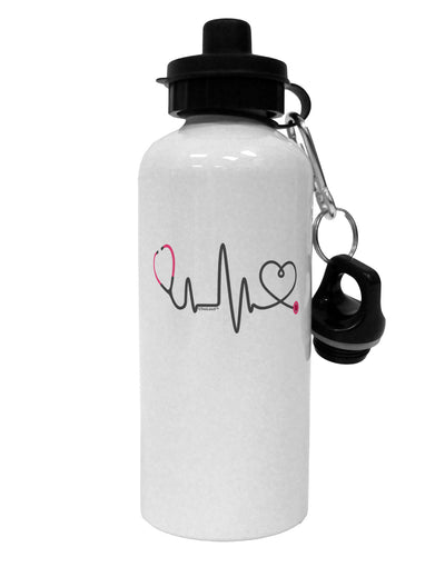 Stethoscope Heartbeat Aluminum 600ml Water Bottle-Water Bottles-TooLoud-White-Davson Sales