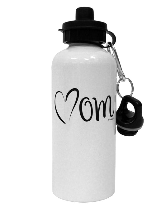 Mom with Brushed Heart Design Aluminum 600ml Water Bottle by TooLoud-Water Bottles-TooLoud-White-Davson Sales