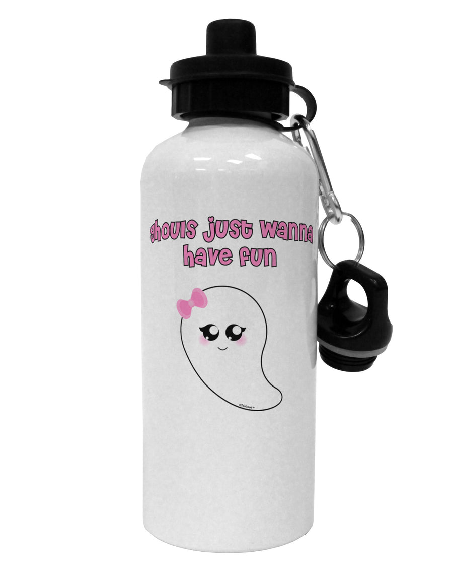 Ghouls Just Wanna Have Fun Cute Ghost - Halloween Aluminum 600ml Water Bottle-Water Bottles-TooLoud-White-Davson Sales