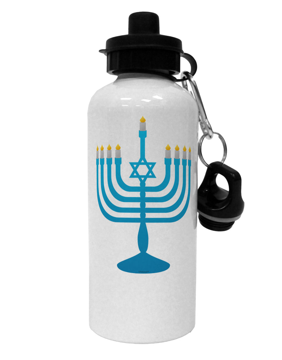 Hanukkah Menorah Aluminum 600ml Water Bottle-Water Bottles-TooLoud-White-Davson Sales