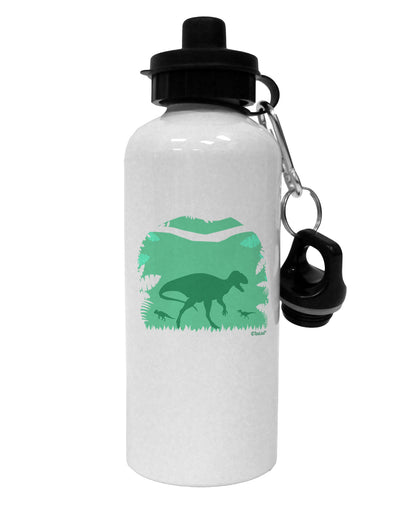 Dinosaur Silhouettes - Jungle Aluminum 600ml Water Bottle by TooLoud-Water Bottles-TooLoud-White-Davson Sales