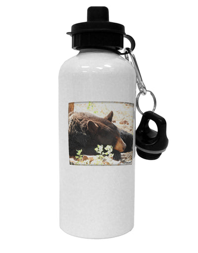 Laying Black Bear Aluminum 600ml Water Bottle-Water Bottles-TooLoud-White-Davson Sales