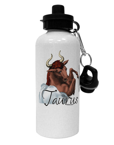 Taurus Color Illustration Aluminum 600ml Water Bottle-Water Bottles-TooLoud-White-Davson Sales