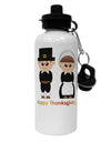 Cute Pilgrim Couple Happy Thanksgiving Aluminum 600ml Water Bottle-Water Bottles-TooLoud-White-Davson Sales