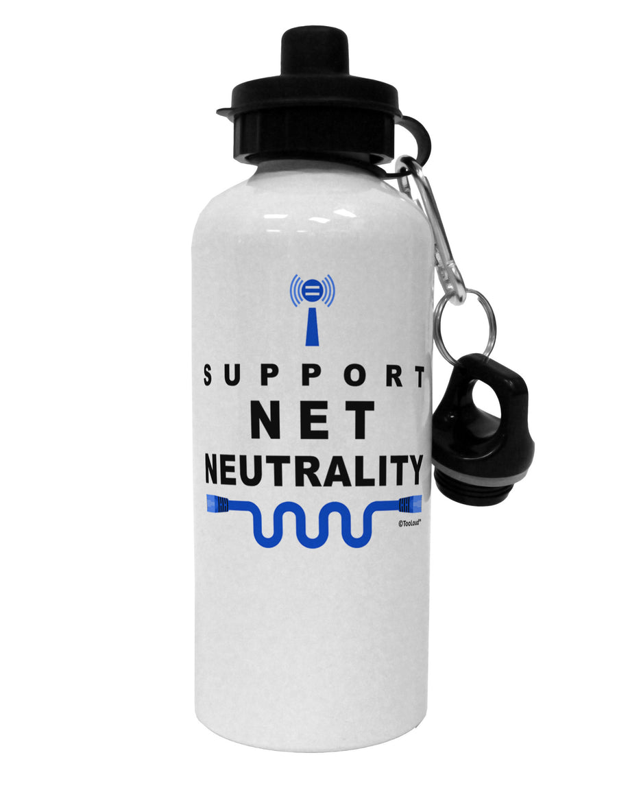 i Support Net Neutrality Aluminum 600ml Water Bottle-Water Bottles-TooLoud-White-Davson Sales