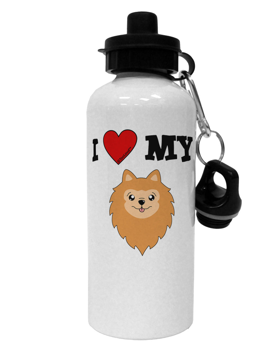 I Heart My - Cute Pomeranian Dog Aluminum 600ml Water Bottle by TooLoud-Water Bottles-TooLoud-White-Davson Sales