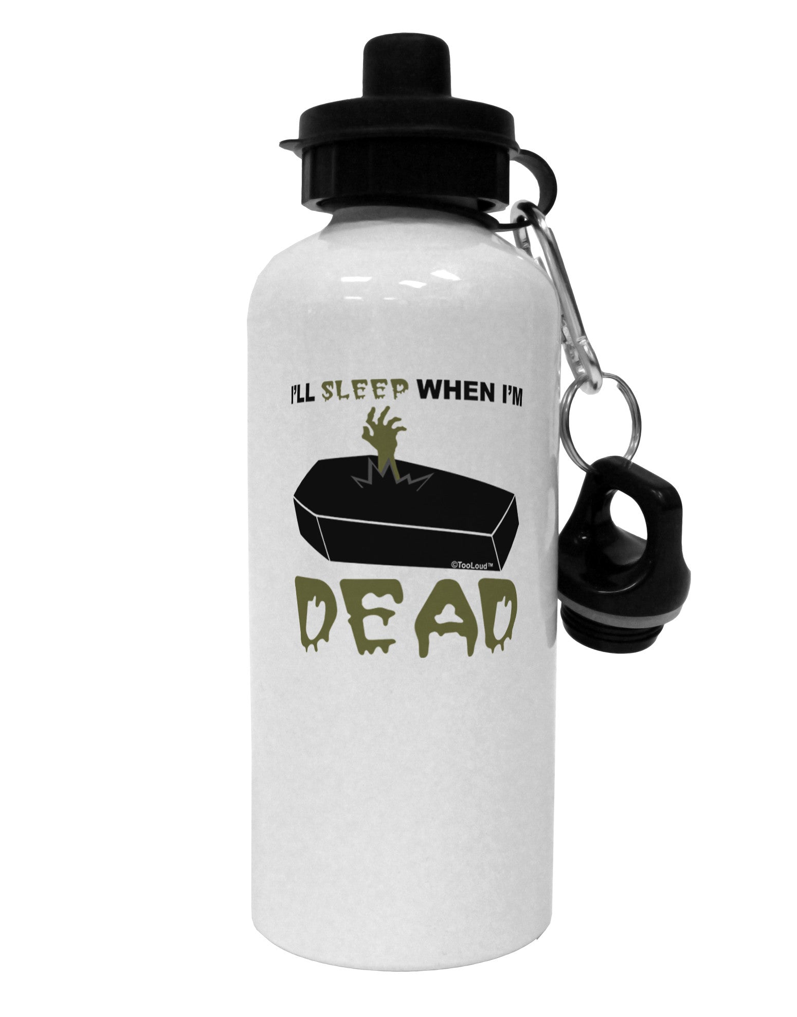 Sleep When Dead Coffin Aluminum 600ml Water Bottle-Water Bottles-TooLoud-White-Davson Sales