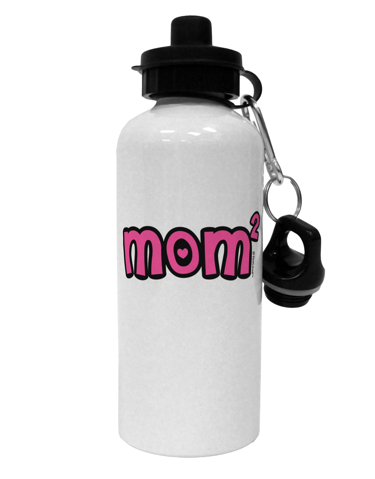 Mom Squared - Cute Mom of Two Design Aluminum 600ml Water Bottle by TooLoud-Water Bottles-TooLoud-White-Davson Sales