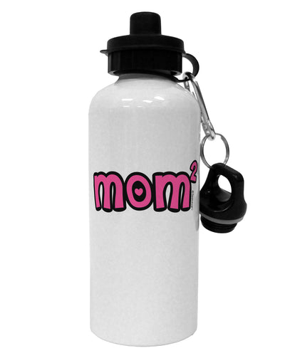 Mom Squared - Cute Mom of Two Design Aluminum 600ml Water Bottle by TooLoud-Water Bottles-TooLoud-White-Davson Sales