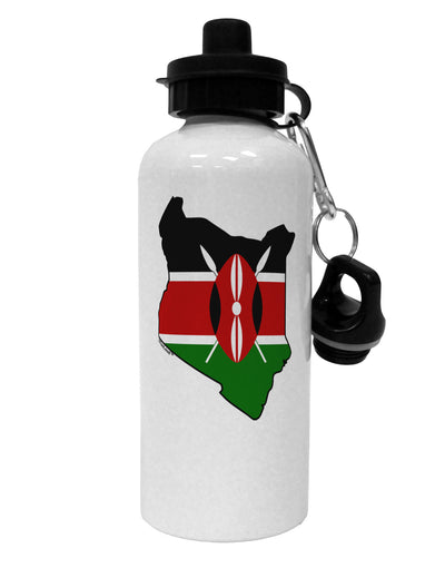 Kenya Flag Silhouette Aluminum 600ml Water Bottle-Water Bottles-TooLoud-White-Davson Sales