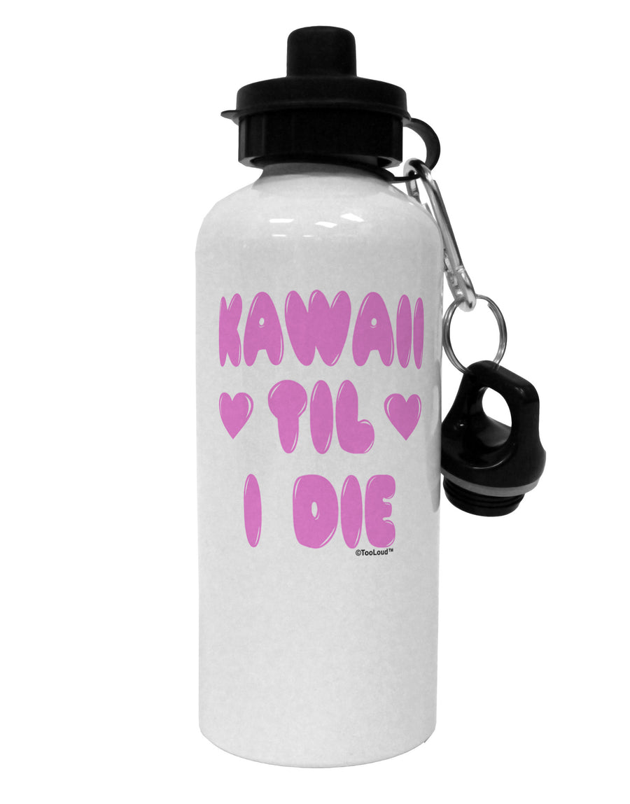 Kawaii Til I Die - Design - Magenta Aluminum 600ml Water Bottle by TooLoud-Water Bottles-TooLoud-White-Davson Sales