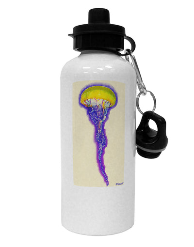 Jellyfish Outlined in Purple Watercolor Aluminum 600ml Water Bottle-Water Bottles-TooLoud-White-Davson Sales