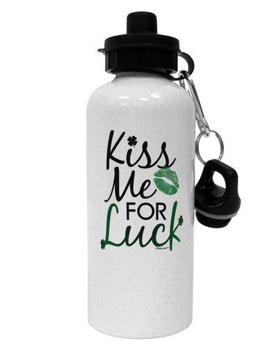 Kiss Me For Luck Aluminum 600ml Water Bottle-Water Bottles-TooLoud-White-Davson Sales