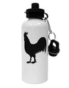 Rooster Silhouette Design Aluminum 600ml Water Bottle-Water Bottles-TooLoud-White-Davson Sales