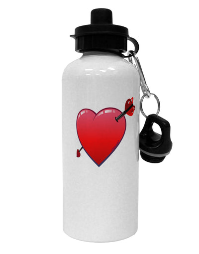 Shot Through the Heart Cute Aluminum 600ml Water Bottle by TooLoud-Water Bottles-TooLoud-White-Davson Sales