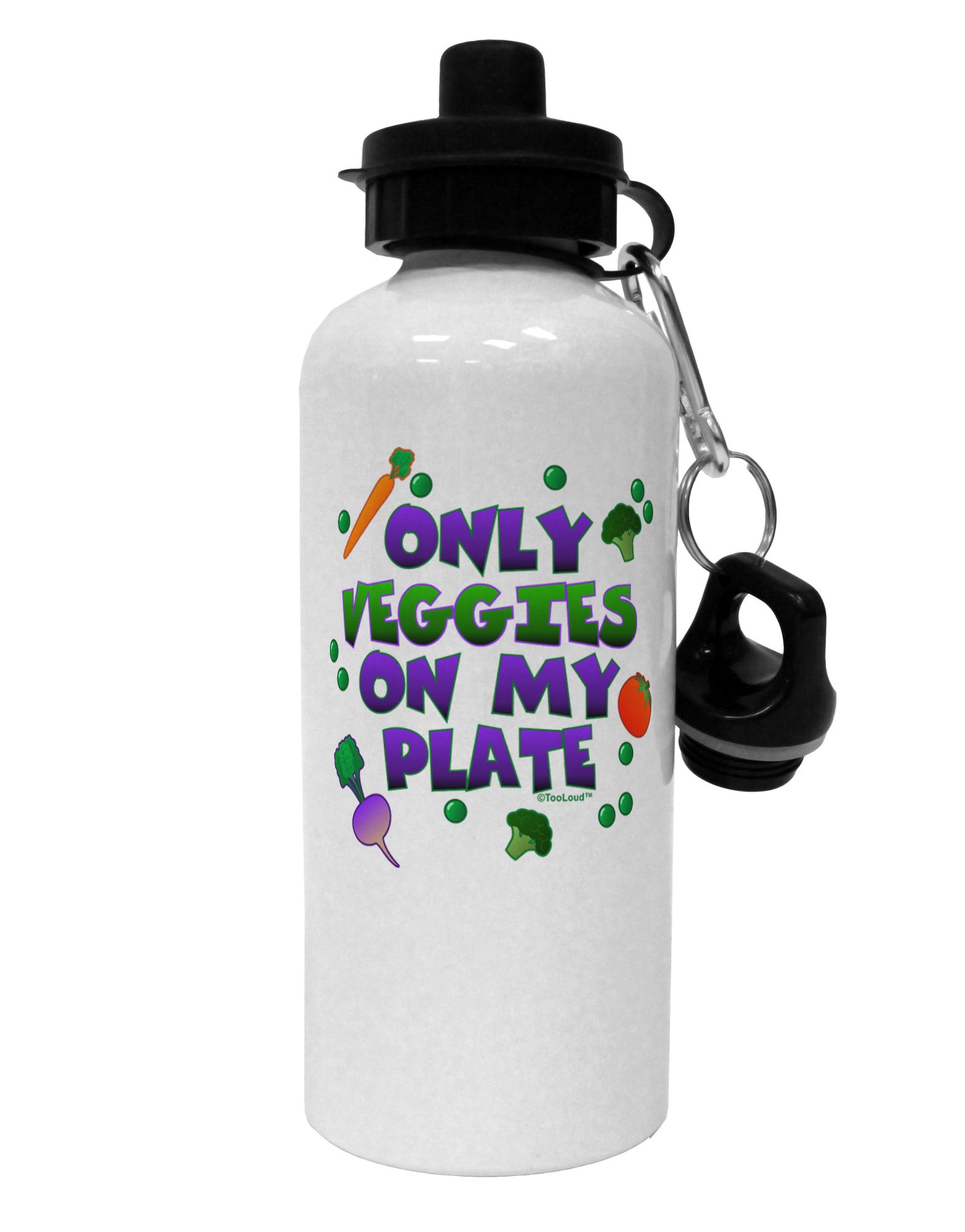 Only Veggies On My Plate Aluminum 600ml Water Bottle-Water Bottles-TooLoud-White-Davson Sales