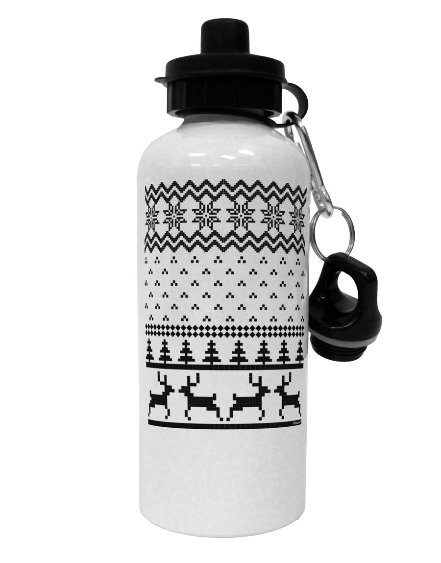 Ugly Christmas Sweater Snowflake Reindeer Pattern Aluminum 600ml Water Bottle-Water Bottles-TooLoud-White-Davson Sales