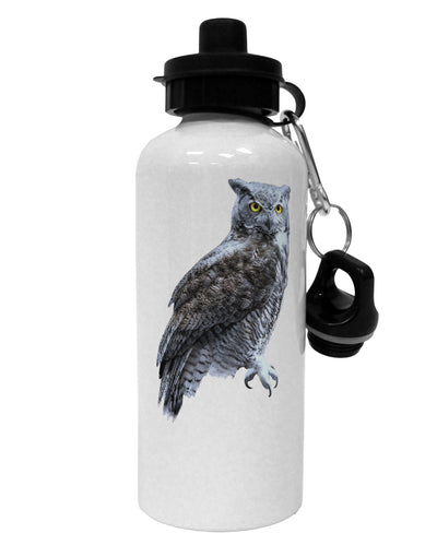 Great Horned Owl Photo Aluminum 600ml Water Bottle-Water Bottles-TooLoud-White-Davson Sales