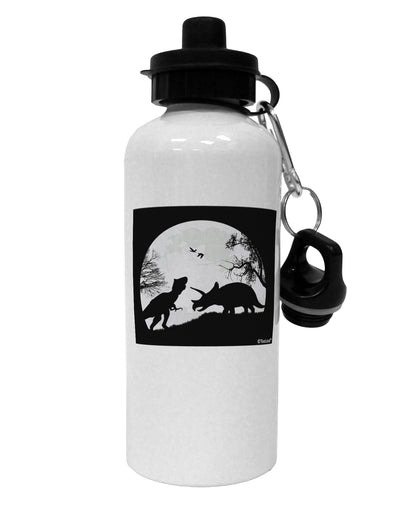 T-Rex and Triceratops Silhouettes Design Aluminum 600ml Water Bottle by TooLoud-Water Bottles-TooLoud-White-Davson Sales