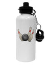 Bowling Ball with Pins Aluminum 600ml Water Bottle-Water Bottles-TooLoud-White-Davson Sales