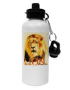 Lion Watercolor 4 Text Aluminum 600ml Water Bottle-Water Bottles-TooLoud-White-Davson Sales