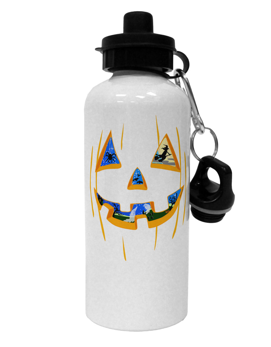 Jack O Lanterns Point of View Pumpkin Aluminum 600ml Water Bottle-Water Bottles-TooLoud-White-Davson Sales