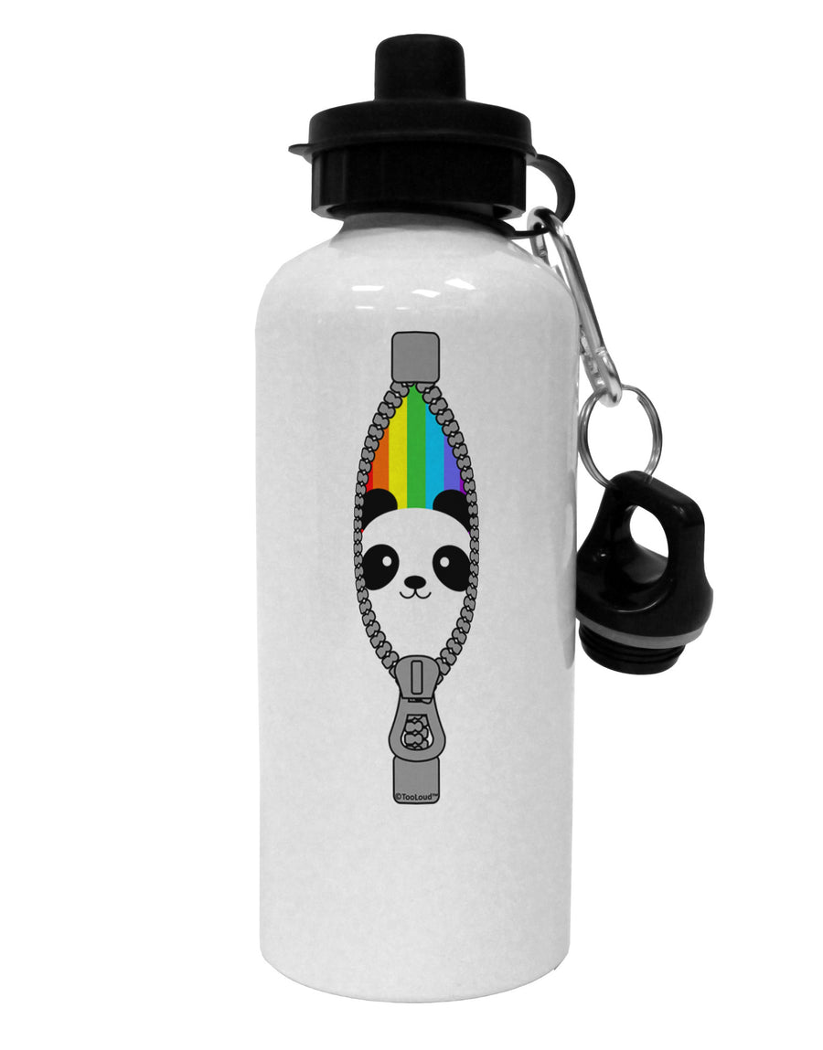 Rainbow Panda Peeking Out of Zipper Aluminum 600ml Water Bottle by TooLoud-Water Bottles-TooLoud-White-Davson Sales