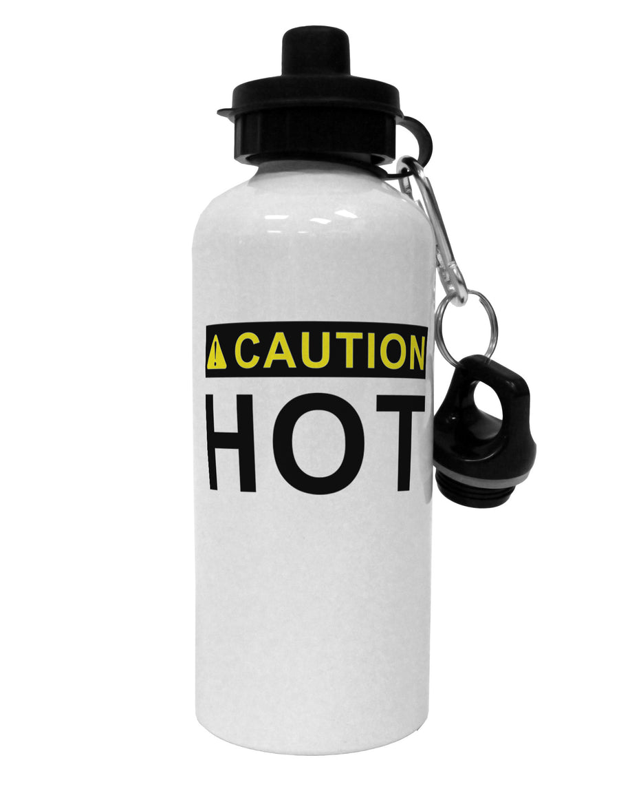 Caution Hot Warning Sign Aluminum 600ml Water Bottle-Water Bottles-TooLoud-White-Davson Sales