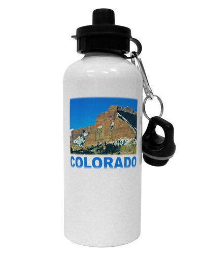 Colorado Snowy Mountains Text Aluminum 600ml Water Bottle-Water Bottles-TooLoud-White-Davson Sales