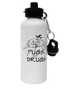 TooLoud Pugs Not Drugs Aluminum 600ml Water Bottle-Water Bottles-TooLoud-Davson Sales