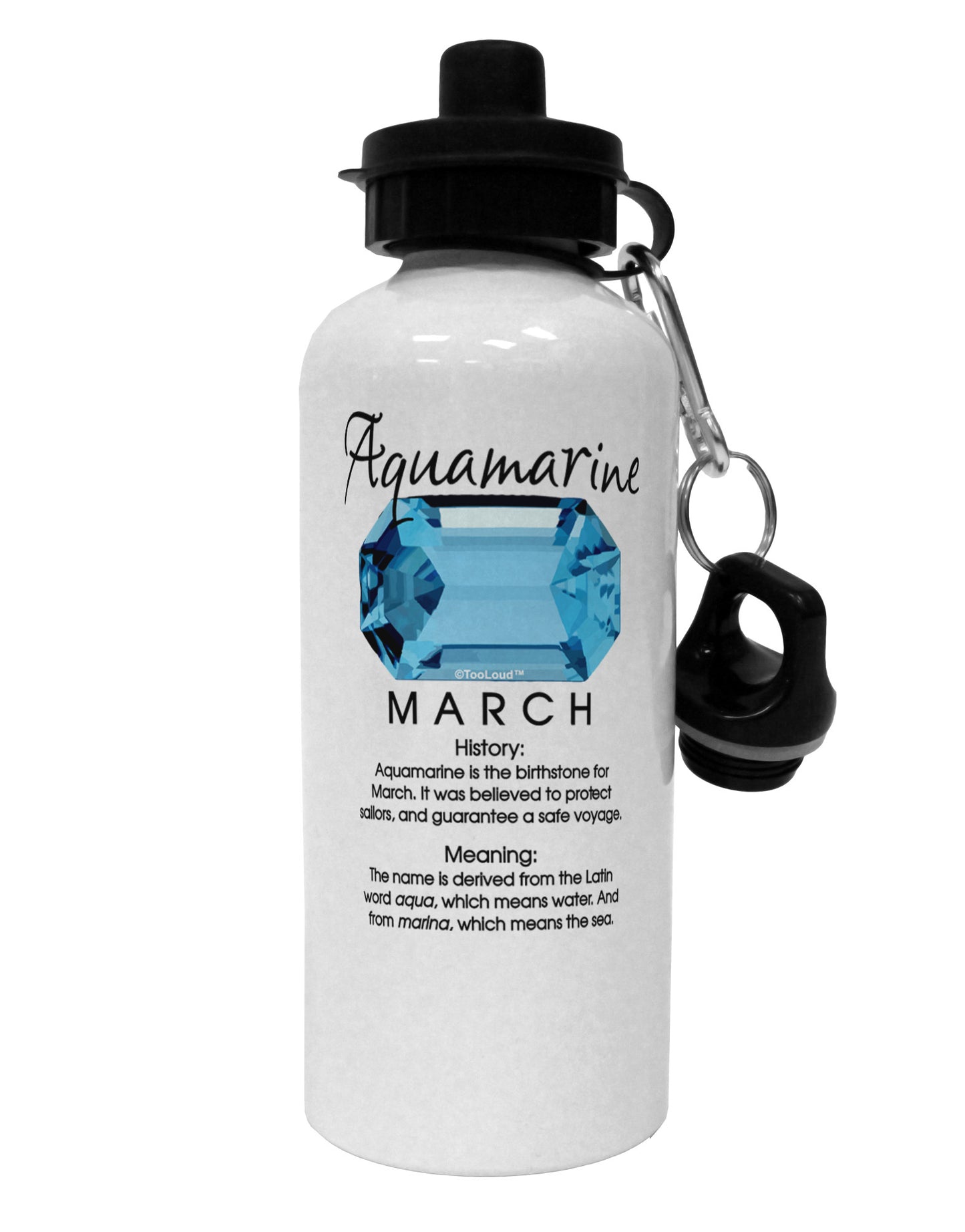 Birthstone Aquamarine Aluminum 600ml Water Bottle by TooLoud-Water Bottles-TooLoud-White-Davson Sales